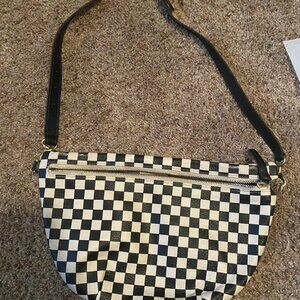 Clare V Grande Fanny black and white checkered bag